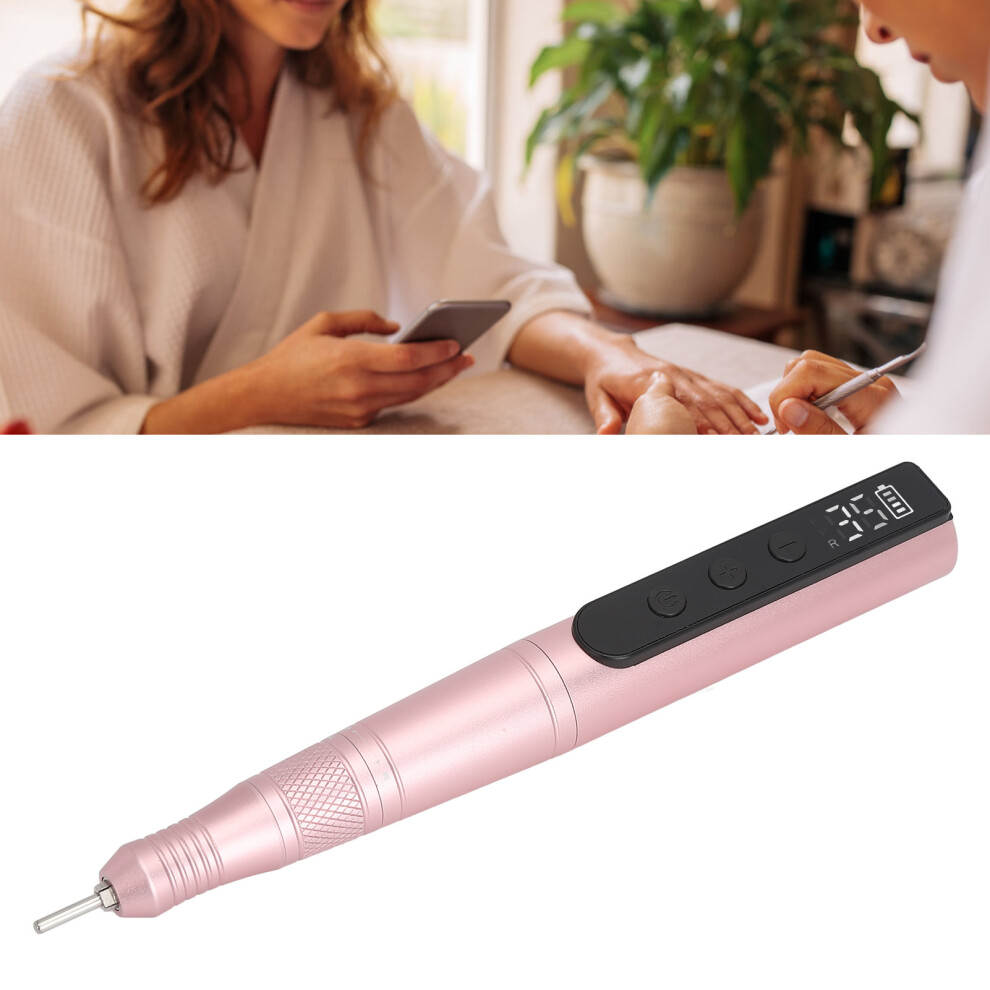 Pink Portable Electric Nail Grinder 35000Rpm Rechargeable Manicure Pen