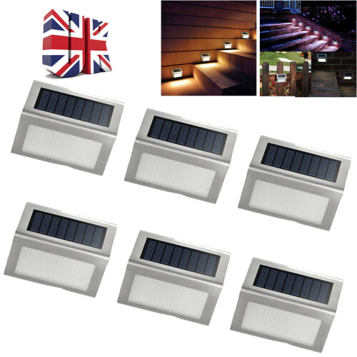 6Stück Solarhelle Treppenleuchte 3 LED Weiß 2
