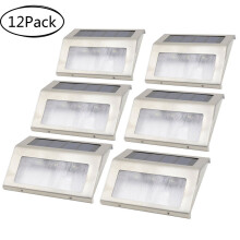 6Stück Solarhelle Treppenleuchte 3 LED Weiß