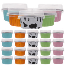 50Pcs Aluminum Foil Muffin Baking Cups With Lids For Desserts Pudding