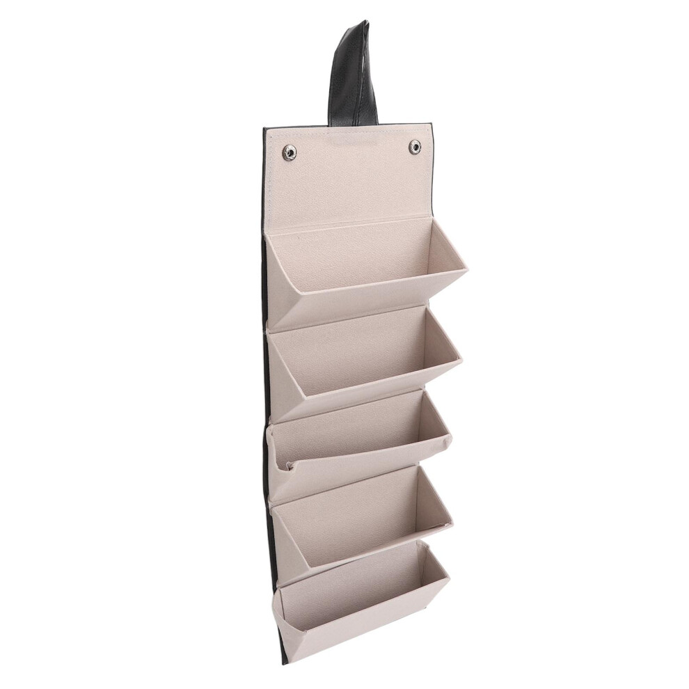 Black 5 Layer Pu Sunglasses Storage Case, Folding Multi-Compartment Eyeglass Organizer