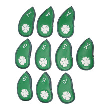 10 PCS Green Golf Club Head Covers Four Leaf Clover Pattern PU Waterproof