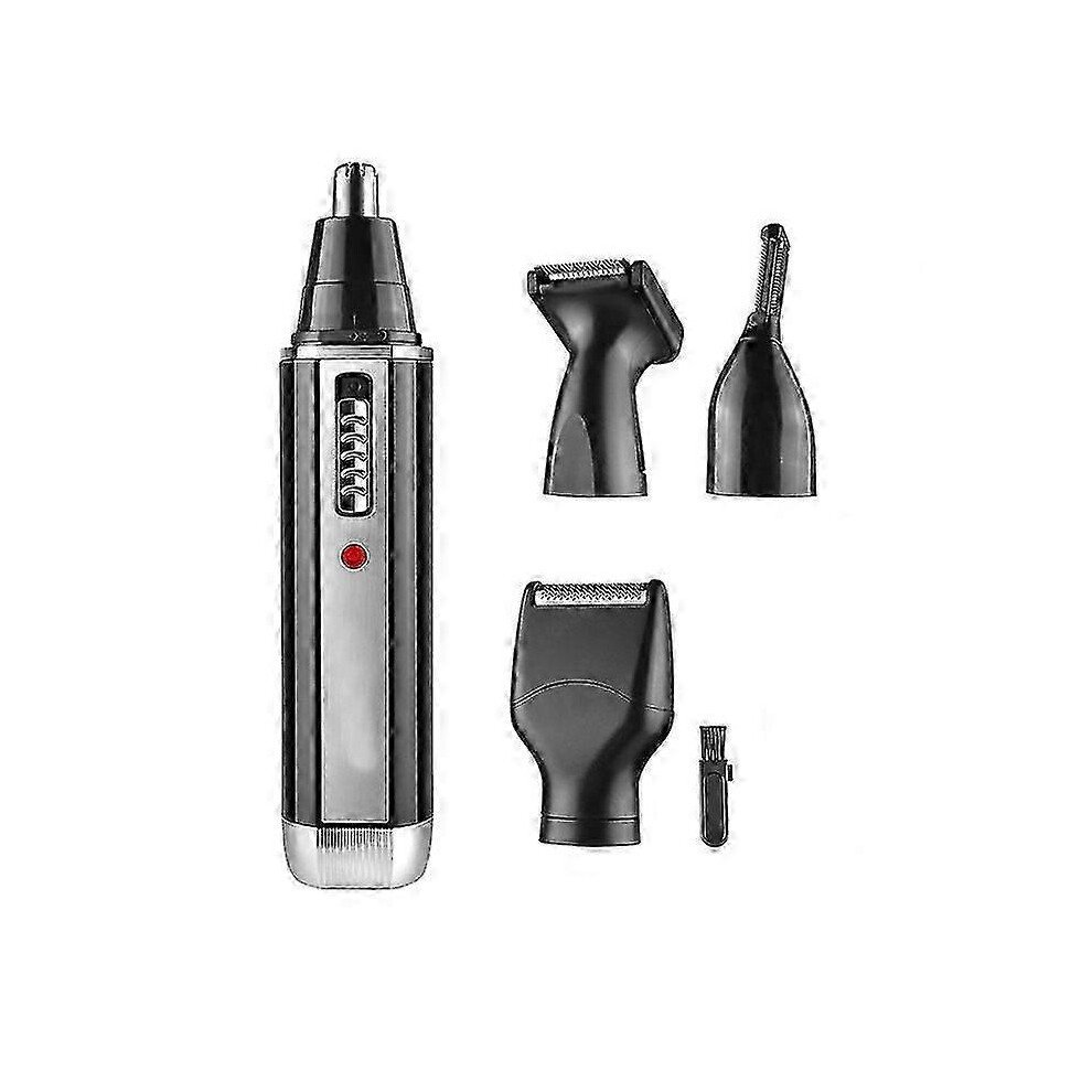 Black Professional 4-In-1 Usb Rechargeable Nose Trimmer For Men, Painless And Professional Nose Hair Remover (Black)