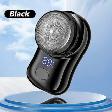 (Black) Upgraded Mini Electric Shaver for Men, Travel Pocket Machine with Digital Display, Rechargeable and Washable Beard Trimmer