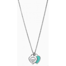 Doppelherz Emaille Halskette aus 925er Sterling Silber - Pinker Herz-Anhänger, romantische Damenkette