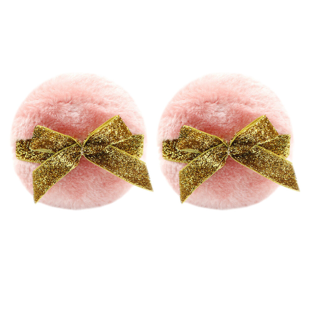 Artibetter 2Pcs Fiber Powder With Glitter Bowknot For Baby Skin Care