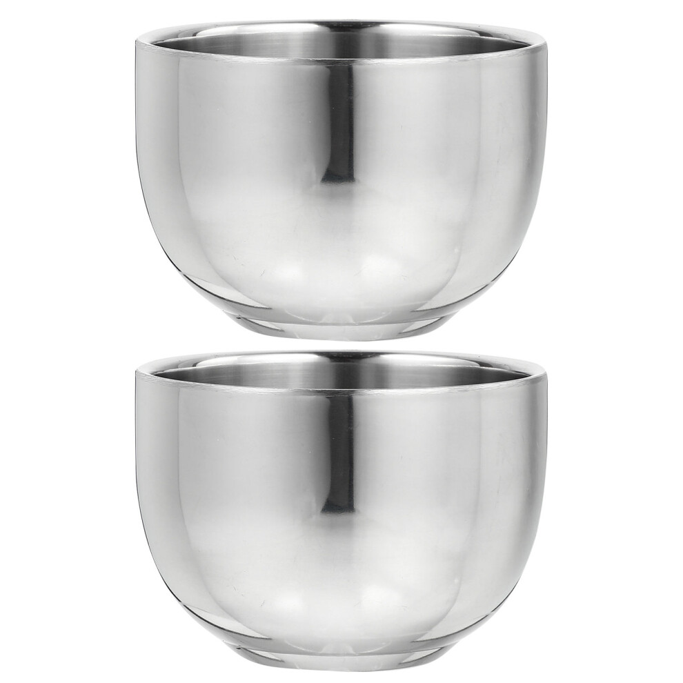Artibetter Silver 2Pcs Stainless Steel Men Shaving Bowls Durable Bubble Soap Bowl