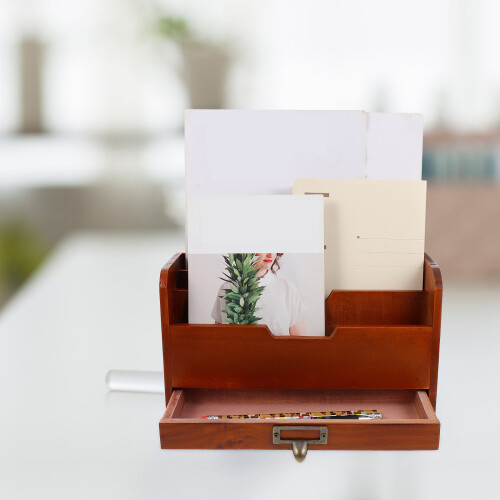 1Pc Multipurpose Wooden Desktop Storage Box Simple Drawer 2