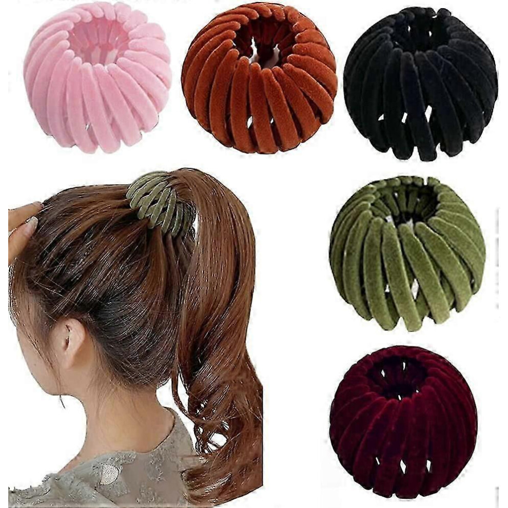 Set of 5 bird's nest shaped hair clips