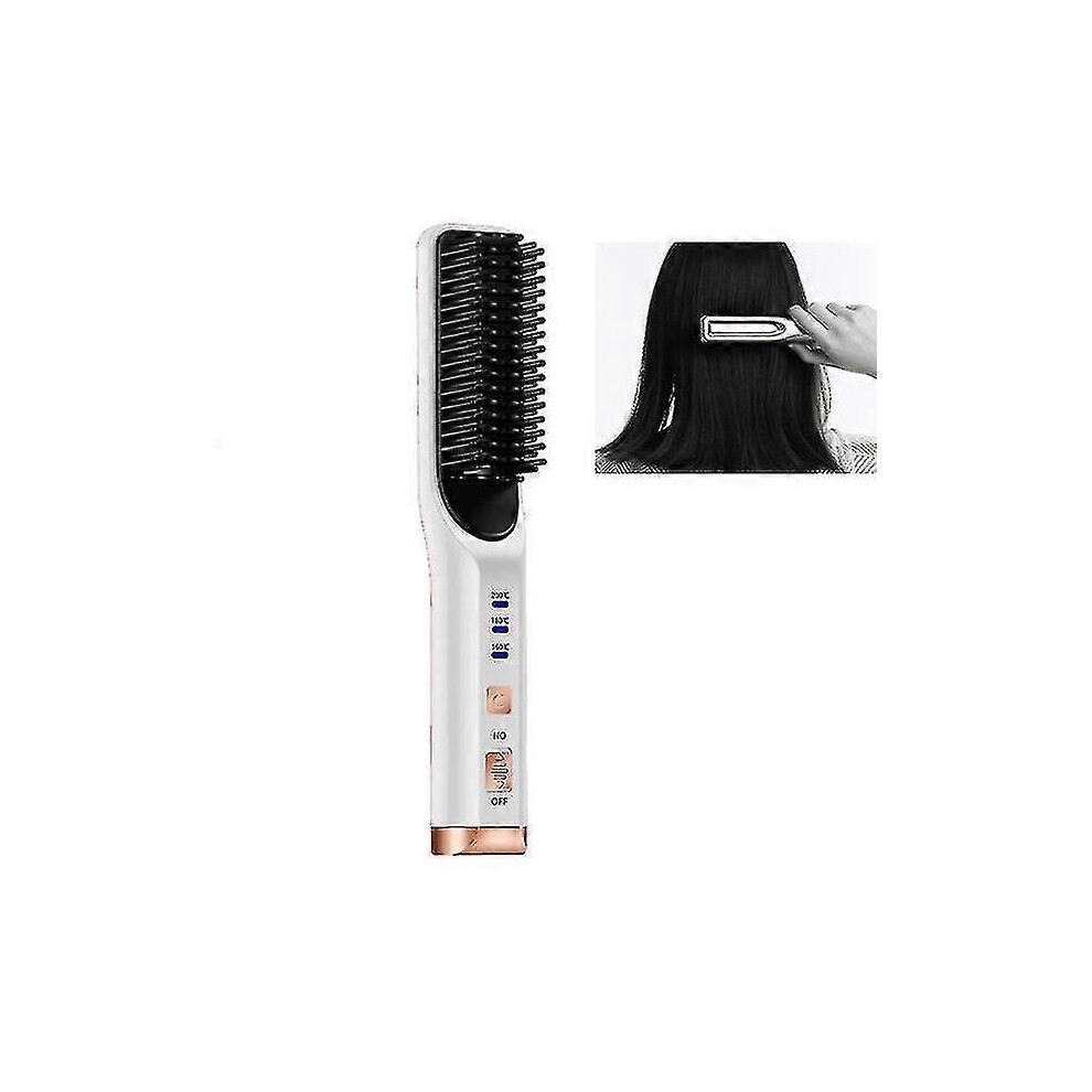 (White) Multifunctional Dual-Purpose Hair Straightener, Hair Straightening Comb, Curlers, Straightening Clips, Electric Straightener White