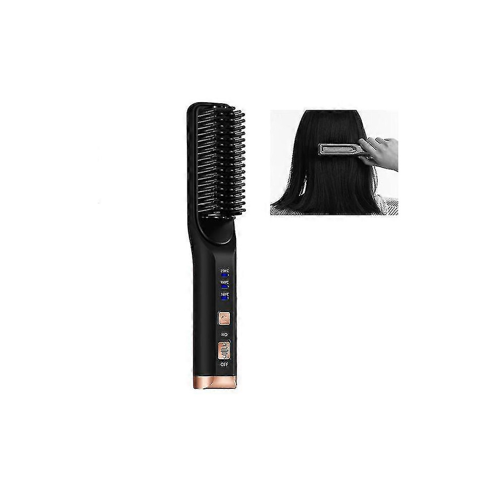 (Black) Multifunctional Dual-Purpose Hair Straightener, Hair Straightening Comb, Curlers, Straightening Clips, Electric Straightener Black