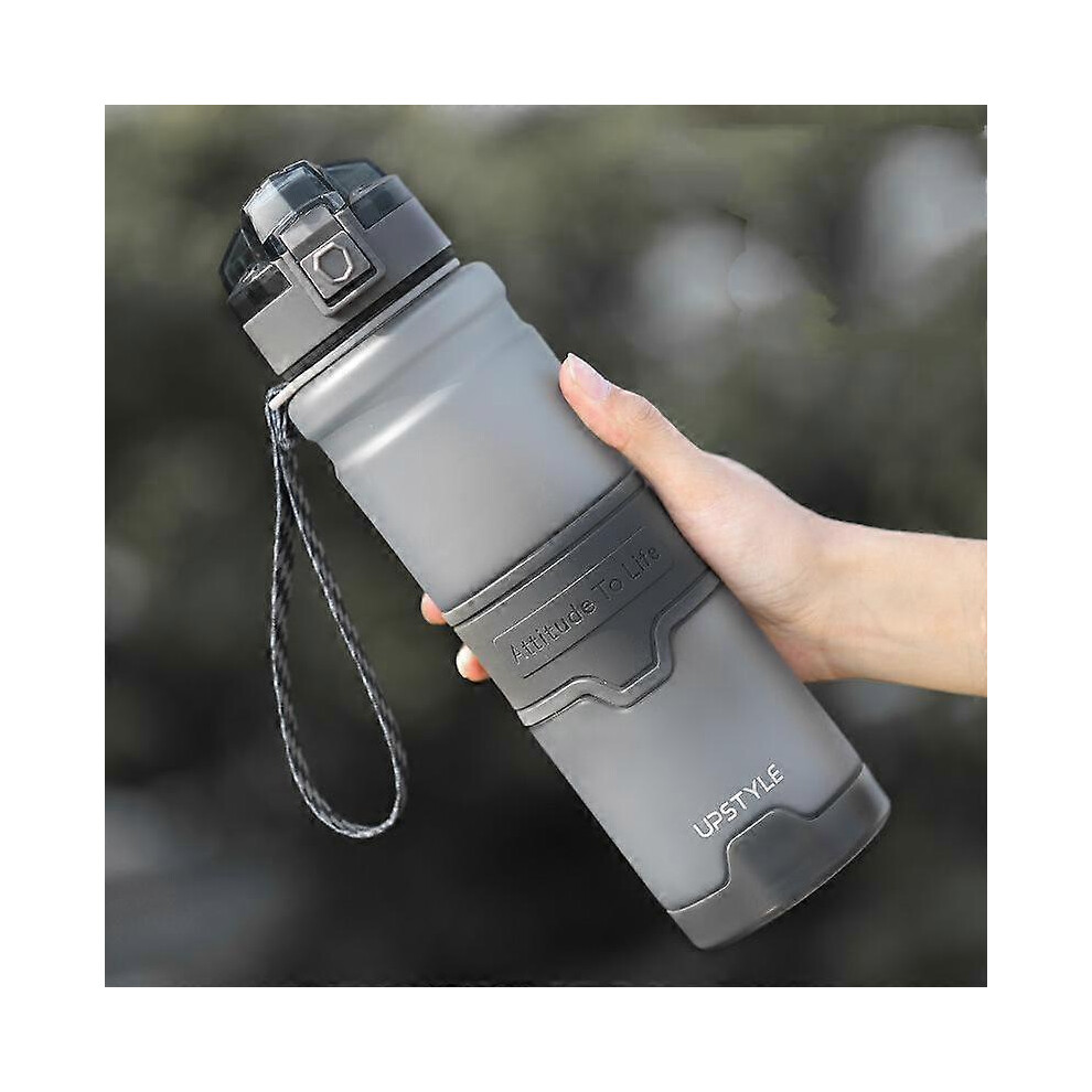Kikidex (As Show, One Size) Tritan Material Large-Capacity Portable Anti-Fall Fitness Sports Bottle Plastic Cup 1000Ml Gray