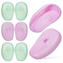 Set of 4 pairs of silicone ear protectors for hairstyling, showering, swimming and hair drying