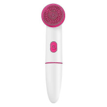 Facial cleansing brush (rose red) with double massage Ba F, electric rotating facial brush, gentle exfoliation, blackhead removal and massage