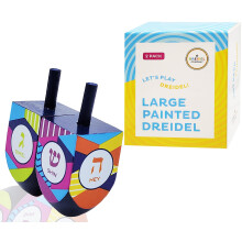 The Dreidel Company Lt oss spela Dreidel The Hanukkah Game 2 Flerfrgad extra stor handmlad trdreidel (stil 4-pack med 2)