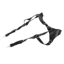 Men Suspenders Adjustable PU Leather Vintage Style Black Free Size