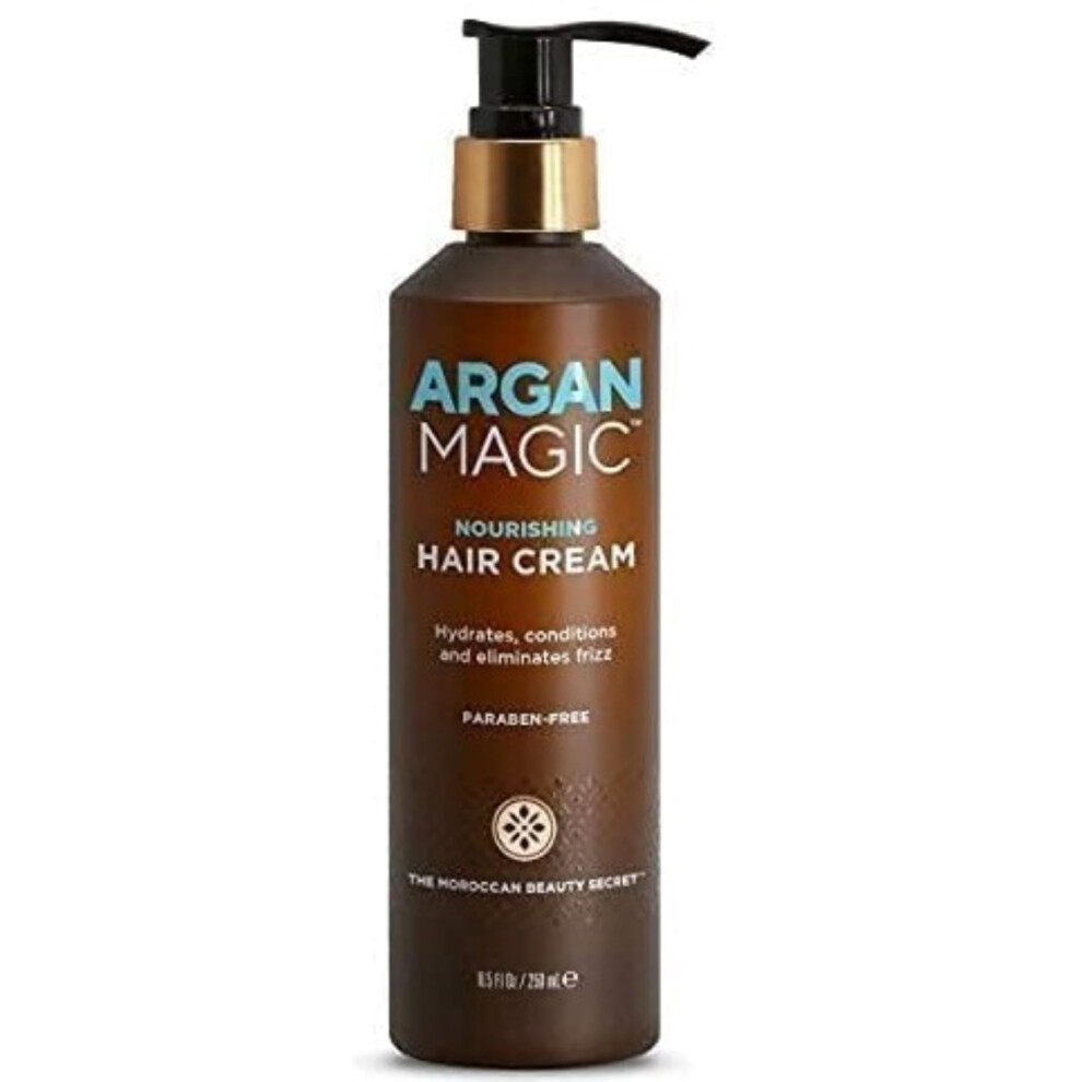 Argan Magic Cream Nourishing Hair - Hydrates Conditions And Eliminates Frizz For All Hair Types | Seals In Shine | Made In Usa Paraben Free Cruelt