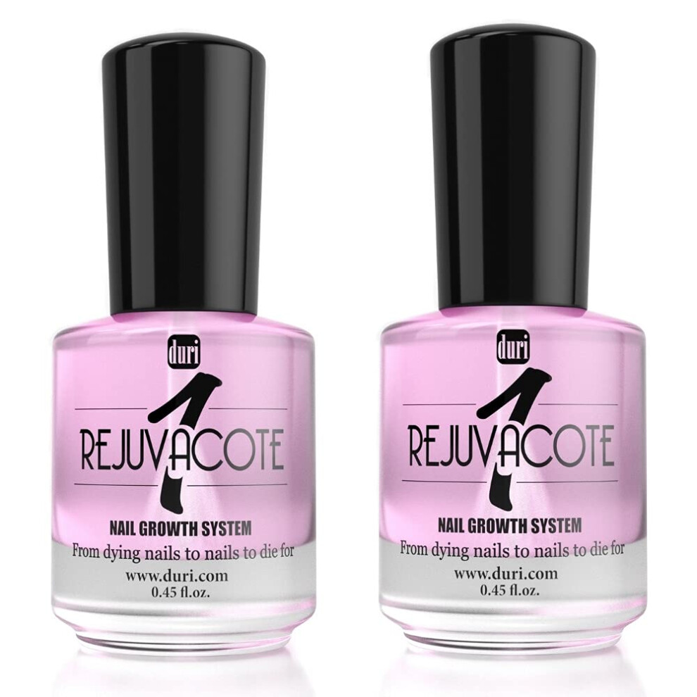 Duri Rejuvacote 1 Nail Growth System - Original Maximum Strength Formula - Nail Strengthener And Nail Growth - Base And Top Coat - Pack Of 2 - 0.45 Fl