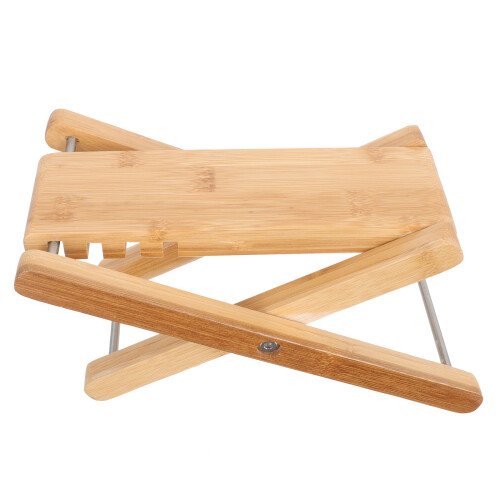 Bamboo Beauty Nail Pedicure Foot Stool Adjustable Folding 1