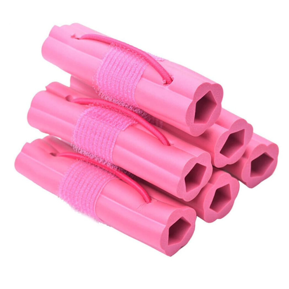 Pink Magic Foam Sponge Hair Curler 6-Piece No-Heat Sleeping Soft Wavy Curlers Travel Diy Hair Tools