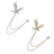 2Pcs Eagle Design Chain Brooches Alloy Shirt Collar Suit Accessories