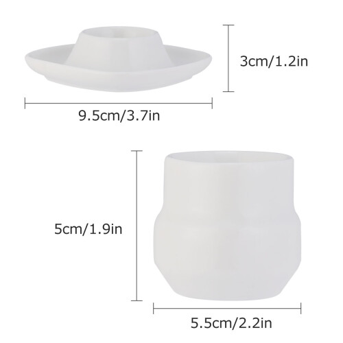 2Pcs Ceramic Egg Cup Tray White 2