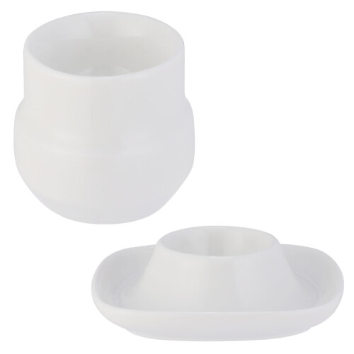 2Pcs Ceramic Egg Cup Tray White 1