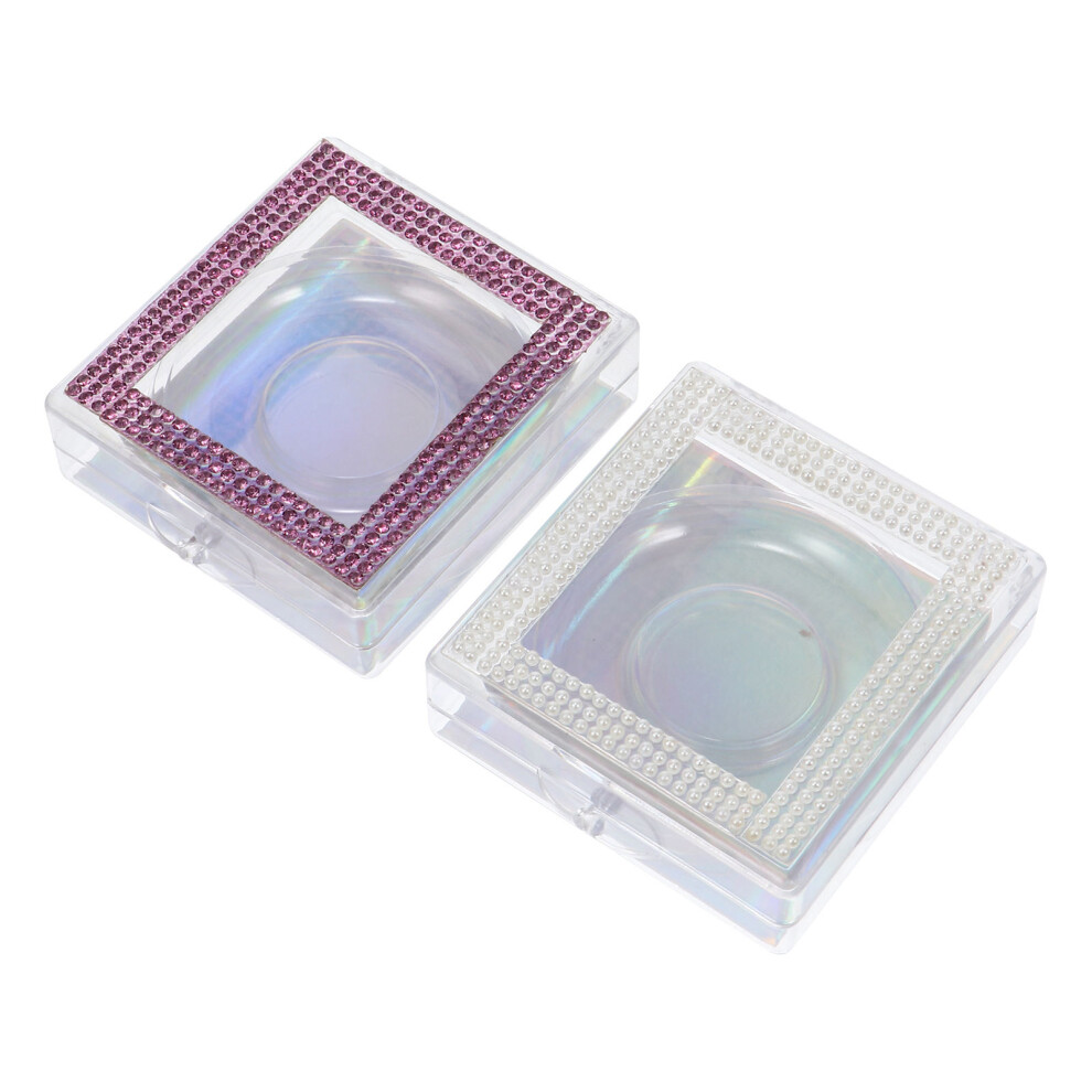 Solustre 2Pcs Plastic False Eyelash Storage Box With Lash Tray Assorted Colors