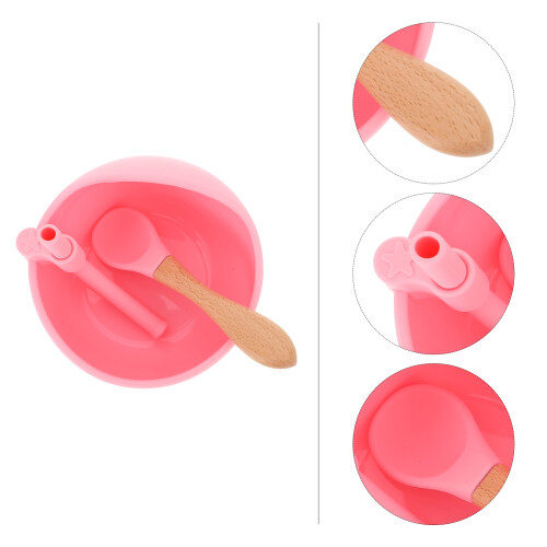 1Ensemble Kit Repas Bébé Silicone Rose Pour Sevrage 1