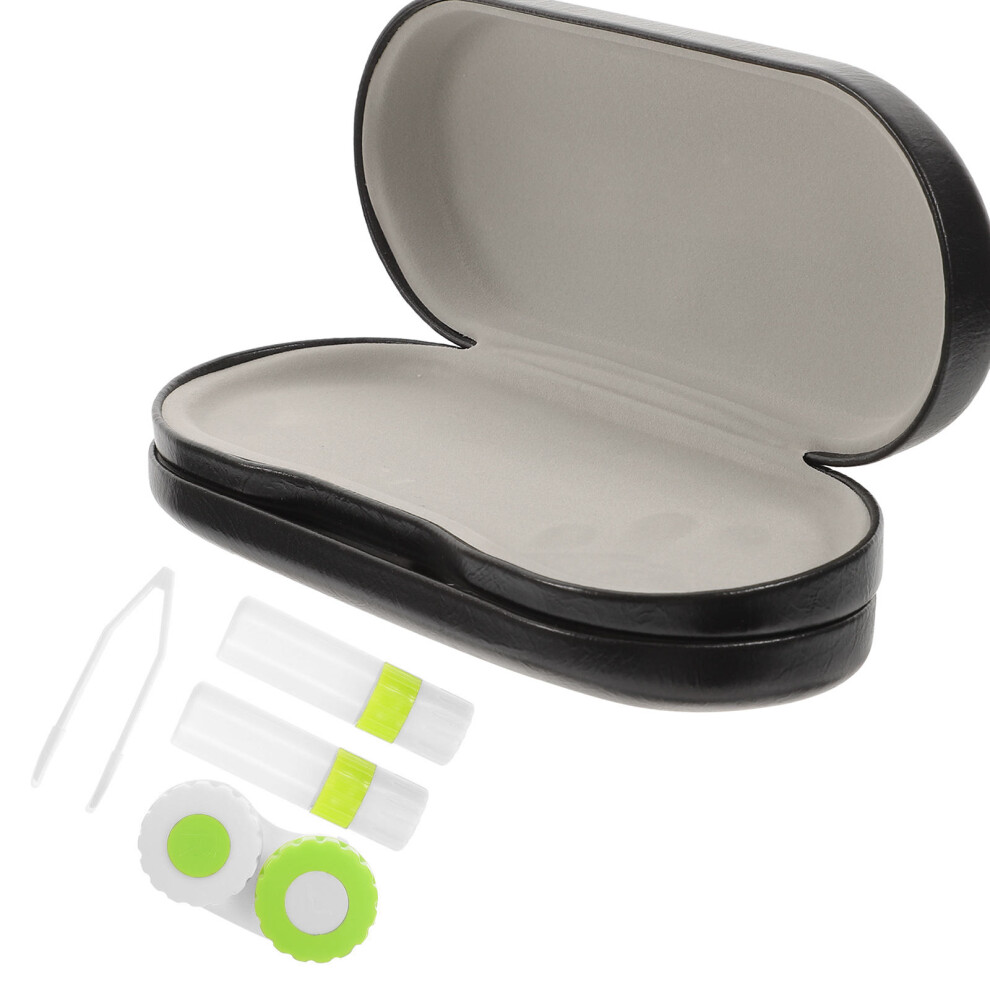 Aboofan 1Pc Black Durable Lined Lens And Glasses Case With Mirror Travel Kit