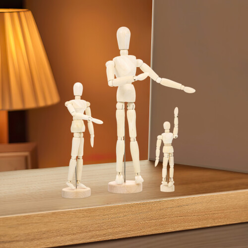 3Pcs Solid Wood Jointed Puppet Ornaments Blank For Diy Sketching 2