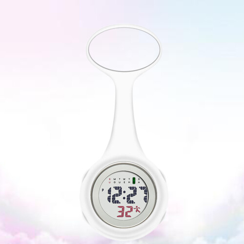 Lcd Digital Electric Nurse Pocket Watch White 1
