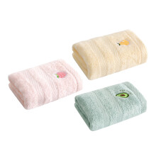 3 Pcs Bamboo Fiber Baby Hand Towels With Cartoon Fruit Embroidery