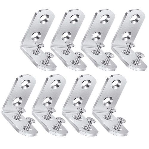 8Pcs Stainless Steel L Corner Brackets Angle Fixed Fittings