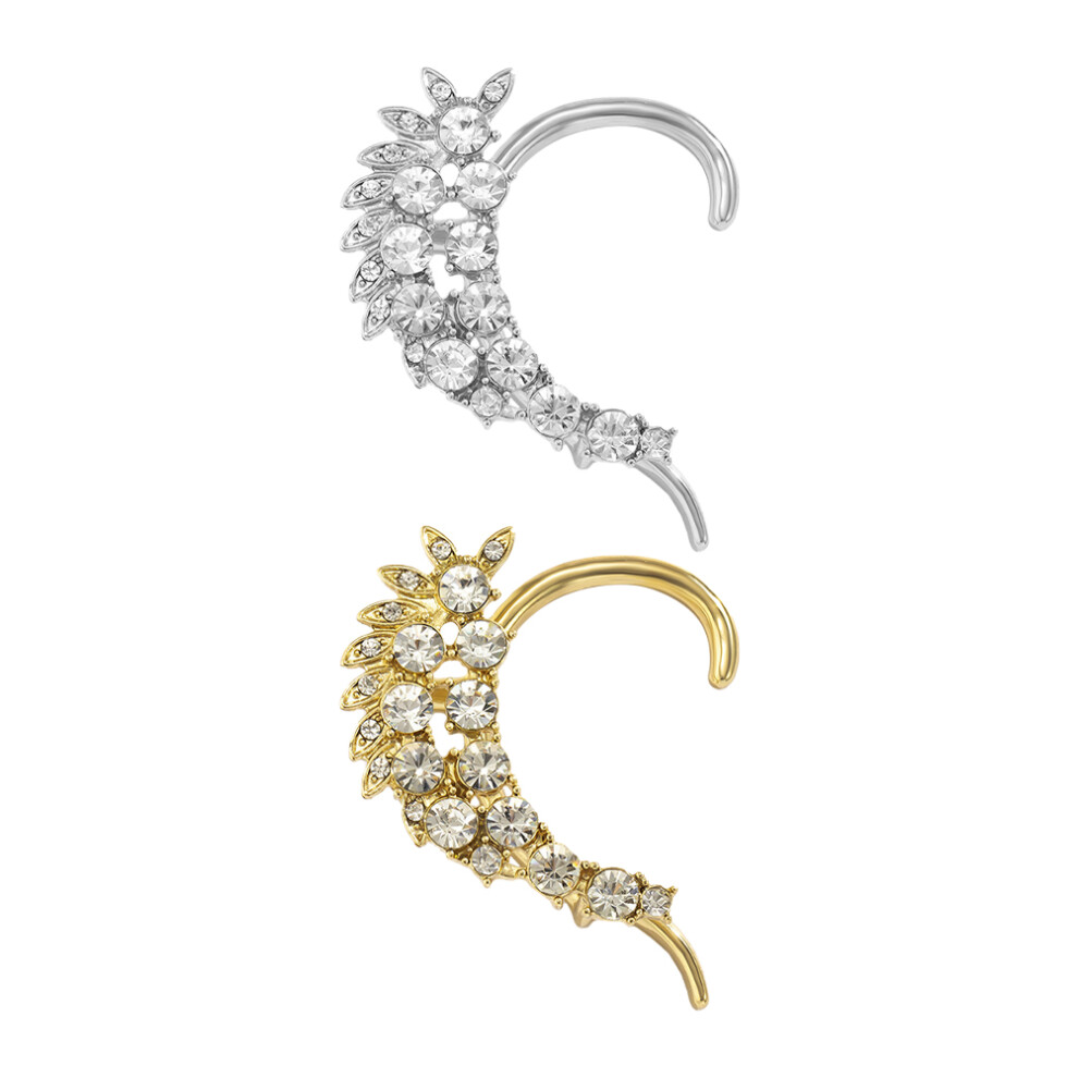 Photos - Earrings 1 Pair Rhinestone Ear Cuffs Women Jewelry Bone Clips