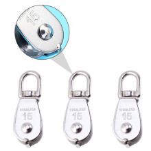 8Pièces Poulies Simple En 304 Inoxydable Argent Pour Pêche
