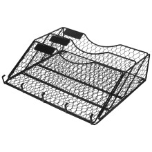 Black Metal Wall File Holder Tiered Wire Basket for Office