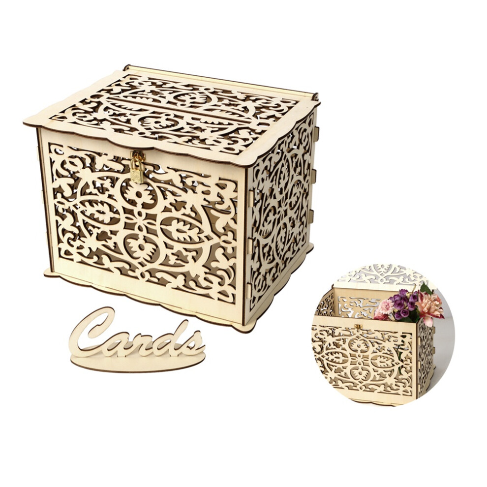 Wood Wedding Storage Box For Party Gathering With Key And Rings-image-OPC-PKW69ZC-NEW