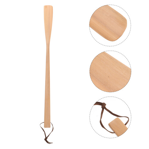 1Pc Practical Long Handle Shoehorn With Tie Rope 2