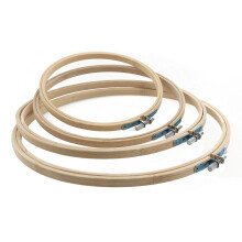 4Pcs Bamboo Cross Stitch Embroidery Hoop Set Beige Wood Color