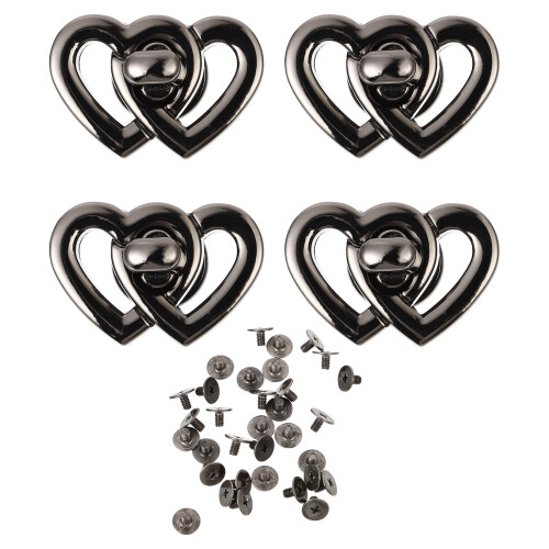 4Pcs Luggage Locks Double Heart Lock Buckles Bag Hardware Accessory