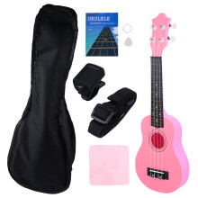 1Set Pink 12 Inch Basswood Ukulele Set Beginner Mini Guitar for Kids