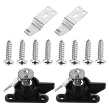 2Pièces Serrures Coulissantes Zinc Pour Fenêtres Avec Clé Noir Maison