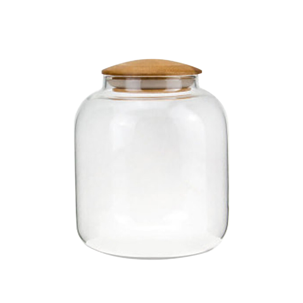 900Ml Bamboo Lid Candy Jar Transparent Borosilicate Glass Container