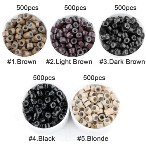 GOTDYA 2500pcs 5mm Miçangas de Extensões de Cabelo, Anéis de Micro Silício, I Tip, Weft e Miçangas de Tinsel 1