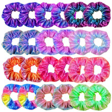 24-delige haarscrunchies voor meisjes Glanzend metallic scrunchies Leuke elastische haarbanden Scrunchy haarelastiekjes Paardenstaarthouder voor meis
