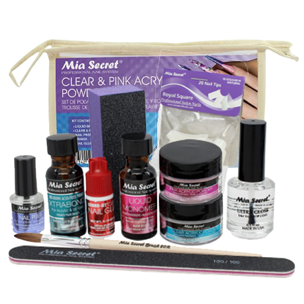 Mia Secret Pink Acrylic Nail Kitset For Beginners - Nails Kit With Acrylic Powder And Clear Acrylic Powder With Everything - Starter Kit De Uaas Acril