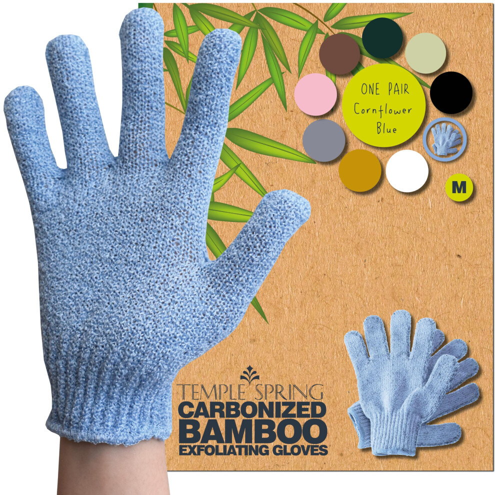 Temple Spring Exfoliating Glove, Rayon Bamboo Exfoliating Body Scrubber, Loofah Washcloth, Exfoliate Loofa Shower Scrubber, Body Exfoliator Scrub, Sho