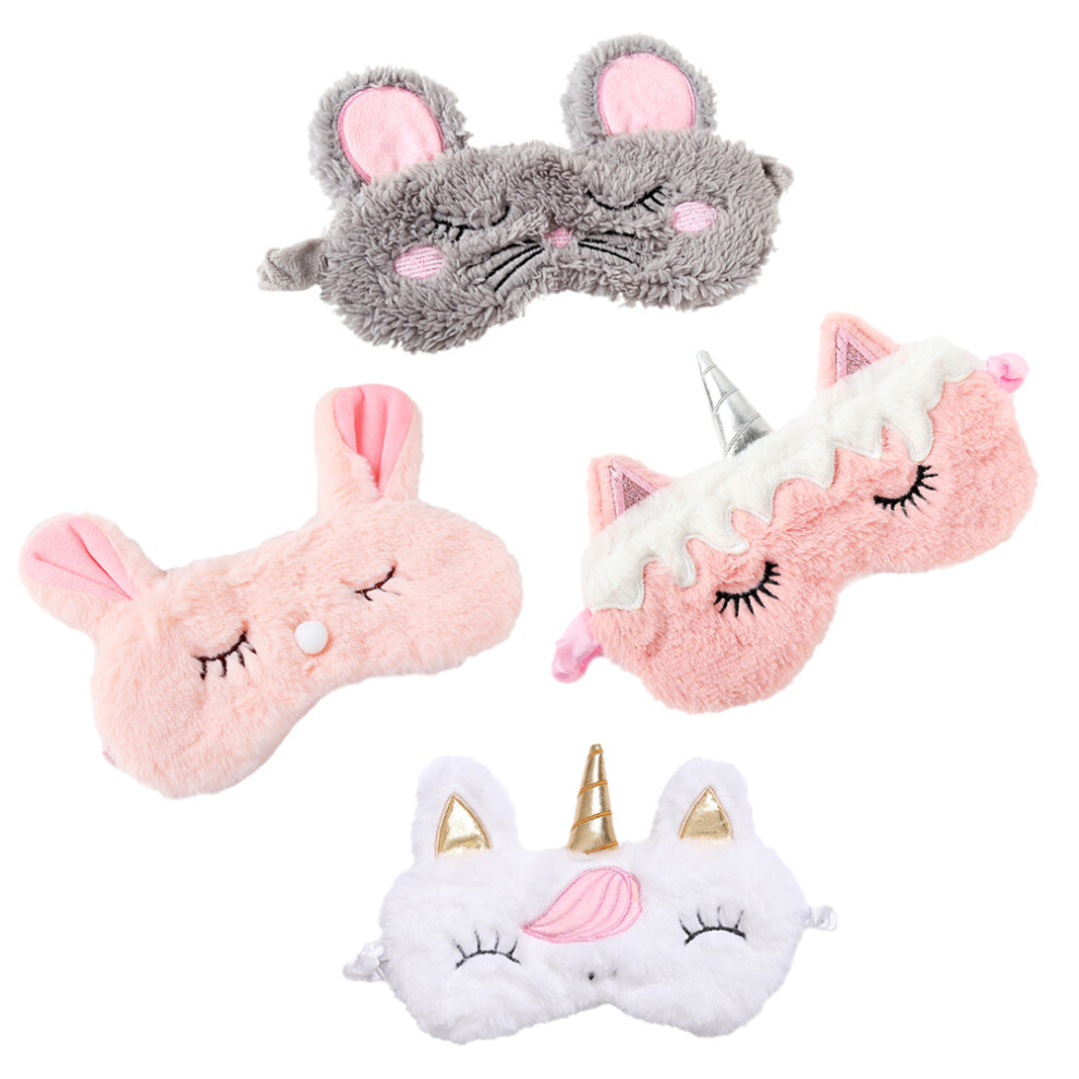 Aboofan 4Pcs Rabbit Shape Plush Sleep Eye Mask For Travel