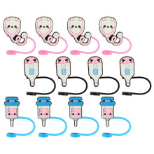 12Pcs Reusable Straw Covers End Caps Protectors Decors